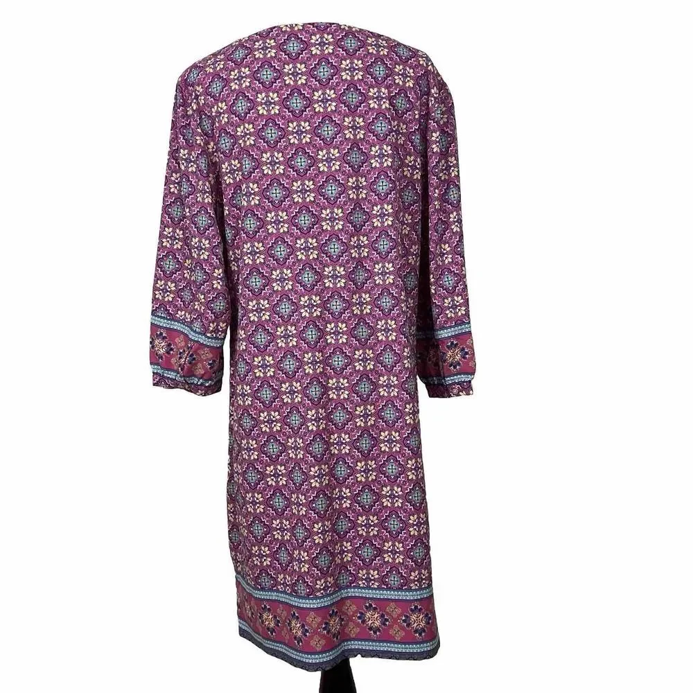 Coolibar Dress Womans Medium Pullover 3/4 Sleeve Oceanside Tunic SPU 50+ Pink - Picture 3 of 8